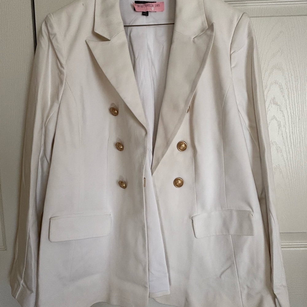 Lane Bryant Cream Blazer with Gold Accents